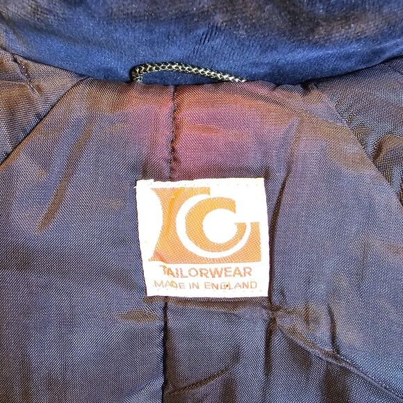 Vintage LC Tailorwear England Wool Swing Coat Navy Blue Girls 10 Velvet trim 60s - Picture 5 of 9